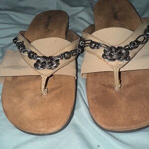 Women's Minnetonka Rhinestone Pearl Silver Strappy Leather Boca Slide Sandals, 8